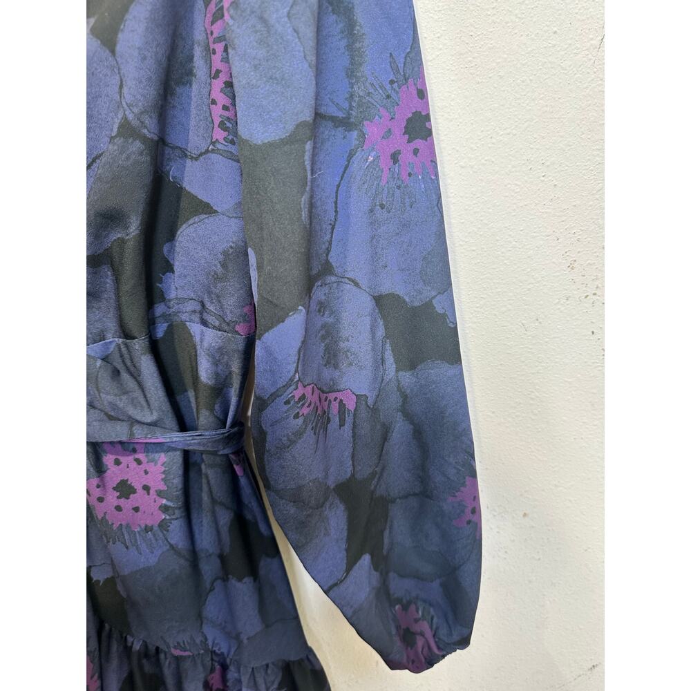 HUTCH Women's Purple Floral Wrap Long Sleeve Lima A-Line Dress Size Extra Large - Picture 10 of 15